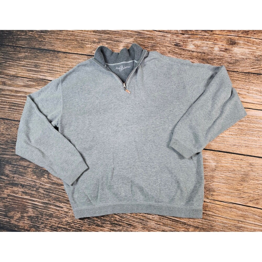Tommy Bahama Men's Mock Neck 1/4 Zip Sweatshirt 48" Chest (XL-XXL) Gray